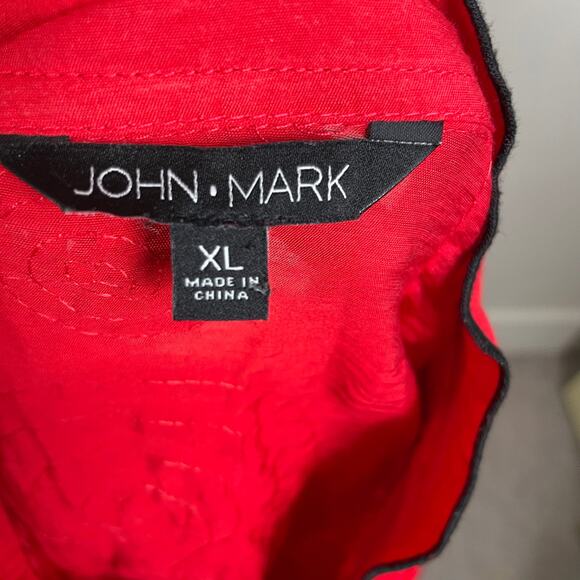 John Mark Red 3D Embellished Button Lagenlook Top XL - Picture 8 of 10